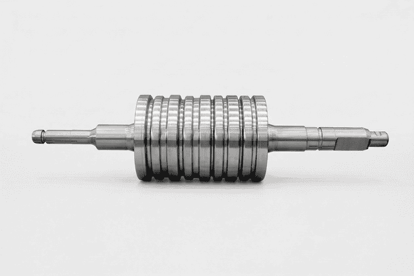 Fully CNC machined section mill working roll with deep grooves, engineered for rolling complex profiles like angles, channels, and I-beams.