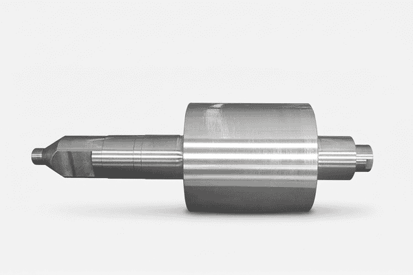 Precision engineered spheroidal graphite iron (SG) bar and wire rod mill roll featuring complex grooving patterns, manufactured by DURON for high-speed steel rebar and wire forming.